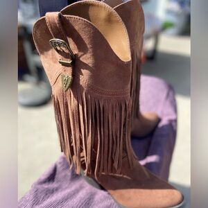 Women’s Madden Girl Ranglee Country Boots Brown with Fringe. Size 8.5